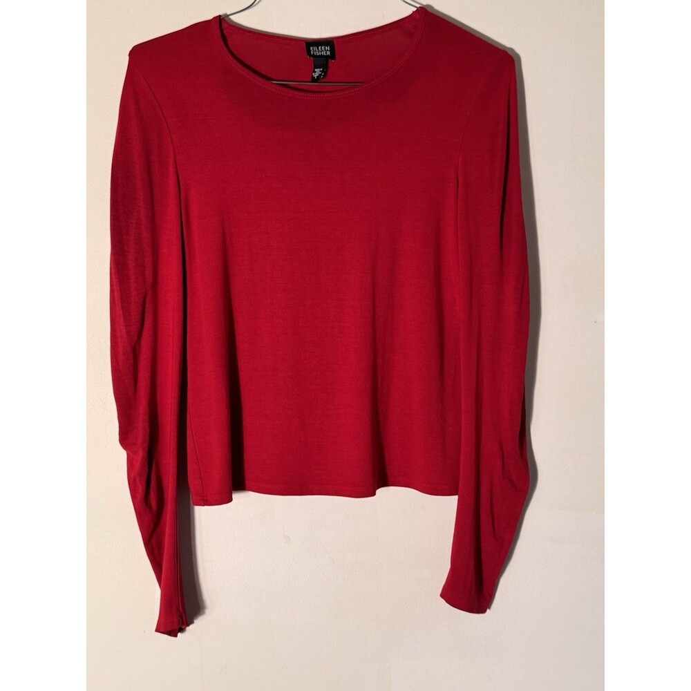 Eileen Fisher Women's Red Pullover Shirt Small Long Sleeved